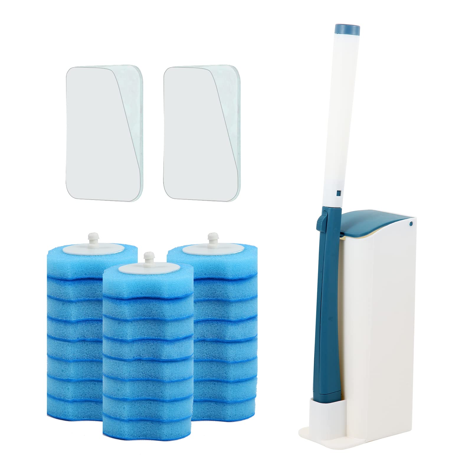 Mu Mianhua Toilet Wand Kit Toilet Brush with Holder Cleaning System With Disposable Refill Heads 24 Pieces