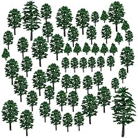 Lingxuinfo 57Pcs Mixed Model Trees Model Train Scenery Model Scenery with No Stands Fake Trees for Projects, DIY Scenery Landscape Building Model (Green)