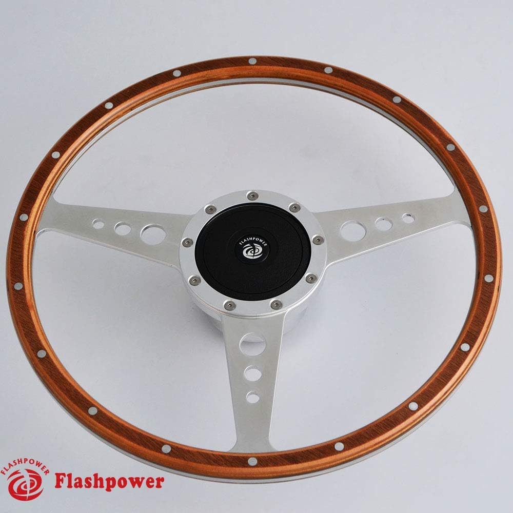 14'' Classic Riveted Wood Grain Steering Wheel Restoration