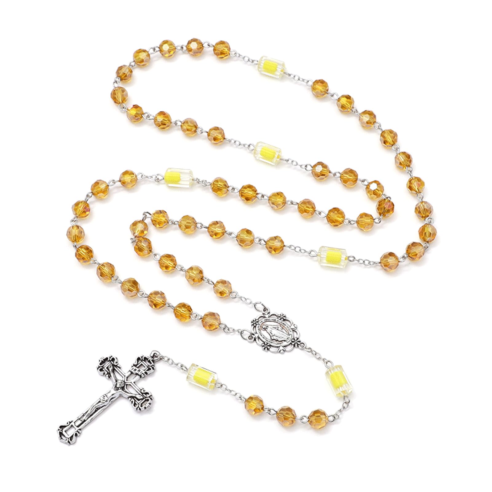 KOMI 8mm Catholic Rosary with Jewelry Box Rosary Beads Catholic for Women Virgin Mary Rosary Necklace with Crucifix Cross with Rosary Box