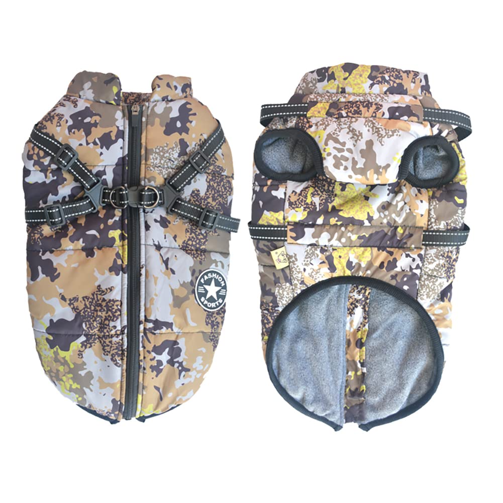 BT Bear Winter Warm Dog Coat With Harness for Small Dogs Medium Dogs Chrstimas Dog Jacket Outdoor,Waterproof Puppy Reflective Adjustable Vest Cold Winter Clothes(Camouflage,S) — image 1