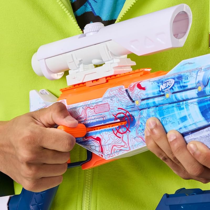 Loadout Arctic Zerostriker, Blaster et Fléchettes N1, Lanceur de Fléchettes Personnalisable en Mousse N1 pour Enfants et Ados – Canon, Crosse, Viseur et Bipied, Dès 8 Ans