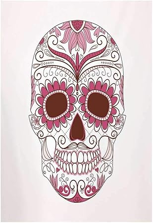 Amazon Co Jp シュガースカル デコ スタイリッシュ 背景 ローズのリースと野生の花のハート付き人間の頭蓋骨 写真用のボヘミアン シック デザイン 幅39インチ X 高さ59インチ カメラ