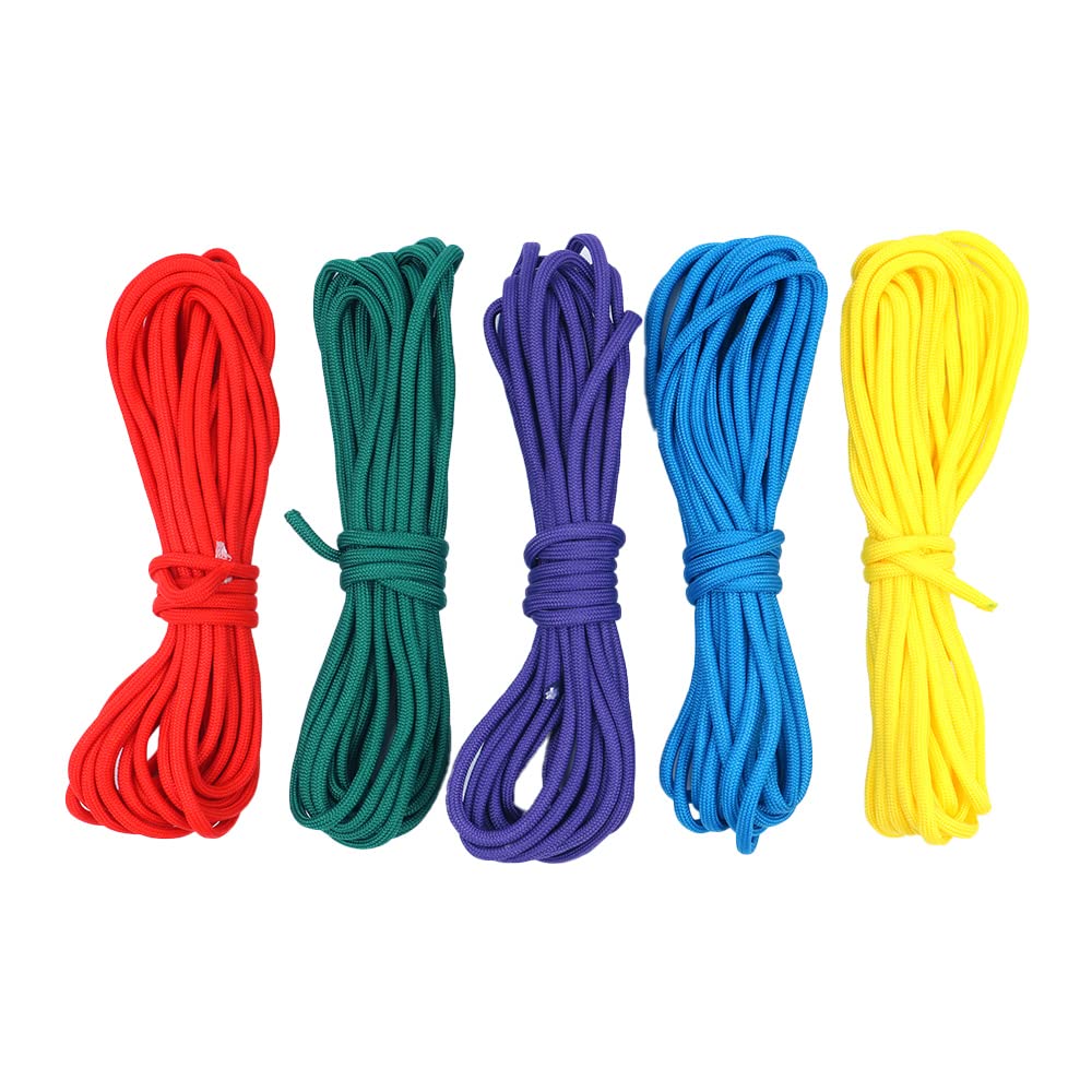 Namvo 5pcs 16.5Ft Paracord Set, Parachute Cord Rope Outdoor Survival Tent Guide Rope Set for DIY Manual Braiding Making Bracelets Key Chain Dog Collar Lanyards