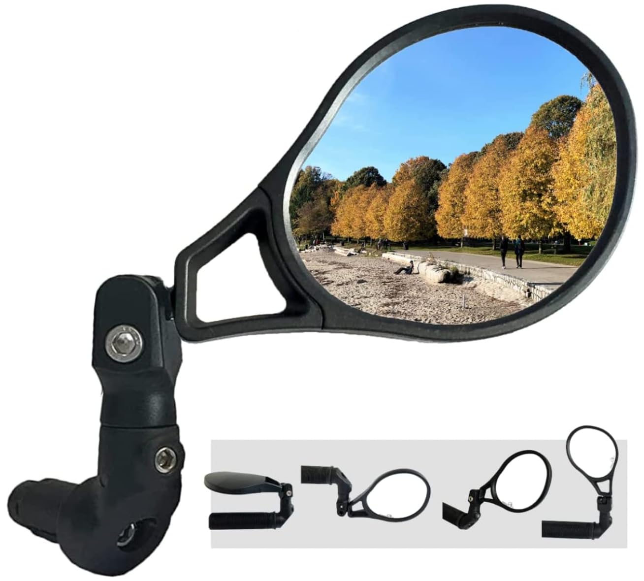 Hafny E13 Approved E-Bike Mirror, Large Surface Bar End Bike Mirror, HD Automotive Grade Glass Bicycle Mirror, Safe Blast-Resistance Cycling Mirror, HF-M901RS-FR08