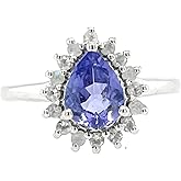 Natural Tanzanite, Moonstone 925 Solid Sterling Silver Engagement Ring Size 6, 7, 8, 9