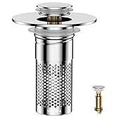 Bathroom Sink Drain Strainer,Universal Pop-Up Sink Stopper Hair Catcher, Anti-Clog Stainless Steel Drain Filter Basket, Removable Sink Drain for Bathroom Sink Stopper Replacement