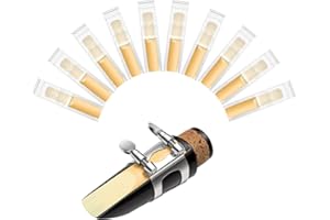 New bee 10pcs Bb Clarinet Reeds Strength 3.5 Individually Packed with Reed Case, Natural Cane, Thinner Reed Tip Advanced Cutt