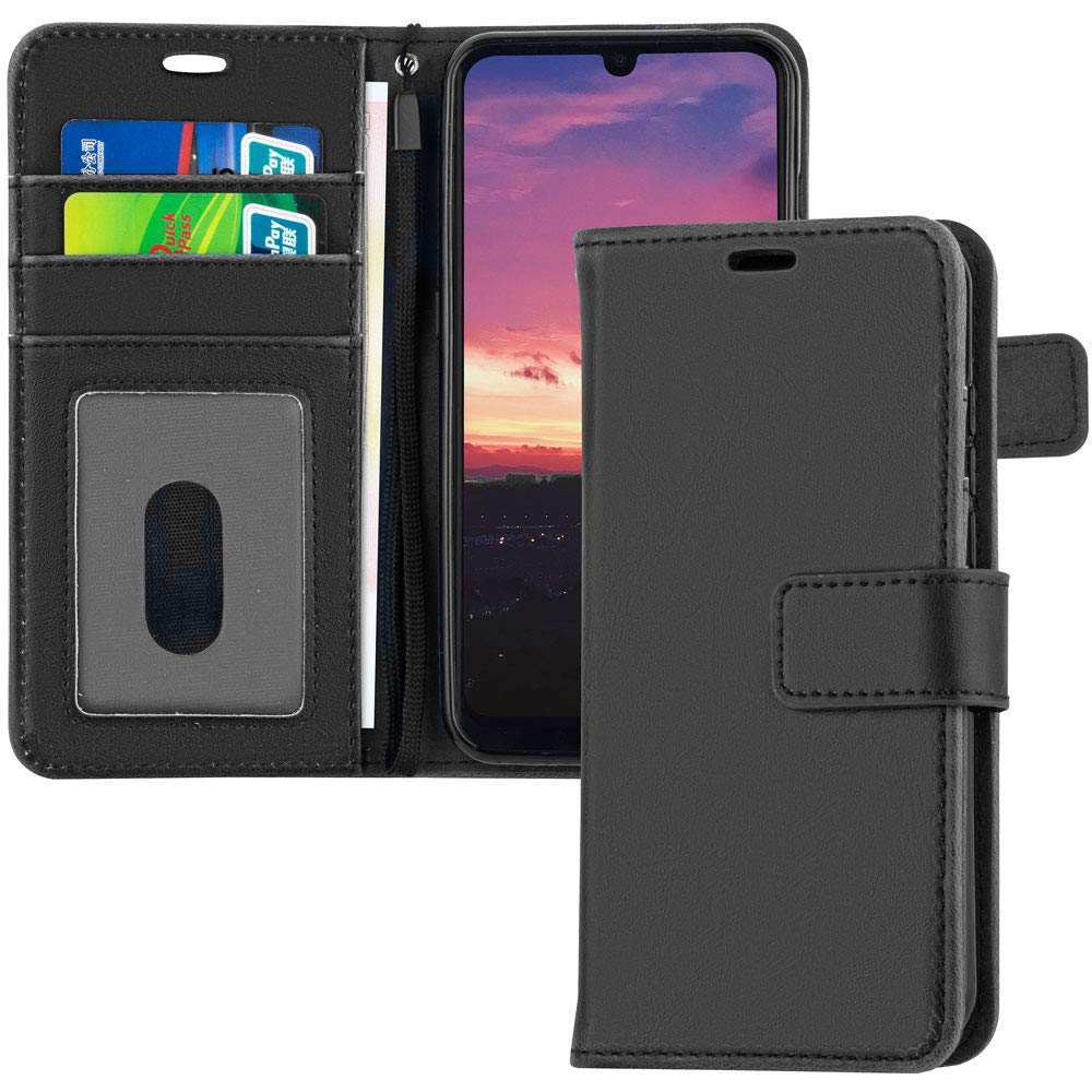 TECHGEAR Case Fits Nokia 1.3 Leather Wallet Case, Flip Protective Case Cover with Wallet Card Holder, Stand and Wrist Strap - Black PU Leather with Magnetic Closure Designed For Nokia 1.3