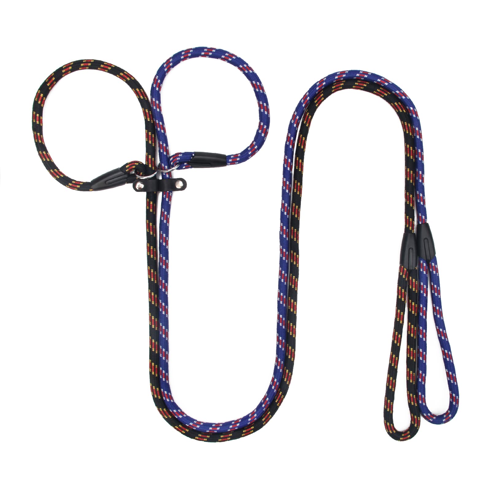 Zhichengbosi 2 PACK Adjustable Dog Leash Nylon Training Lead Leash Durable,Soft For Dogs 10-80 lbs (black+blue)
