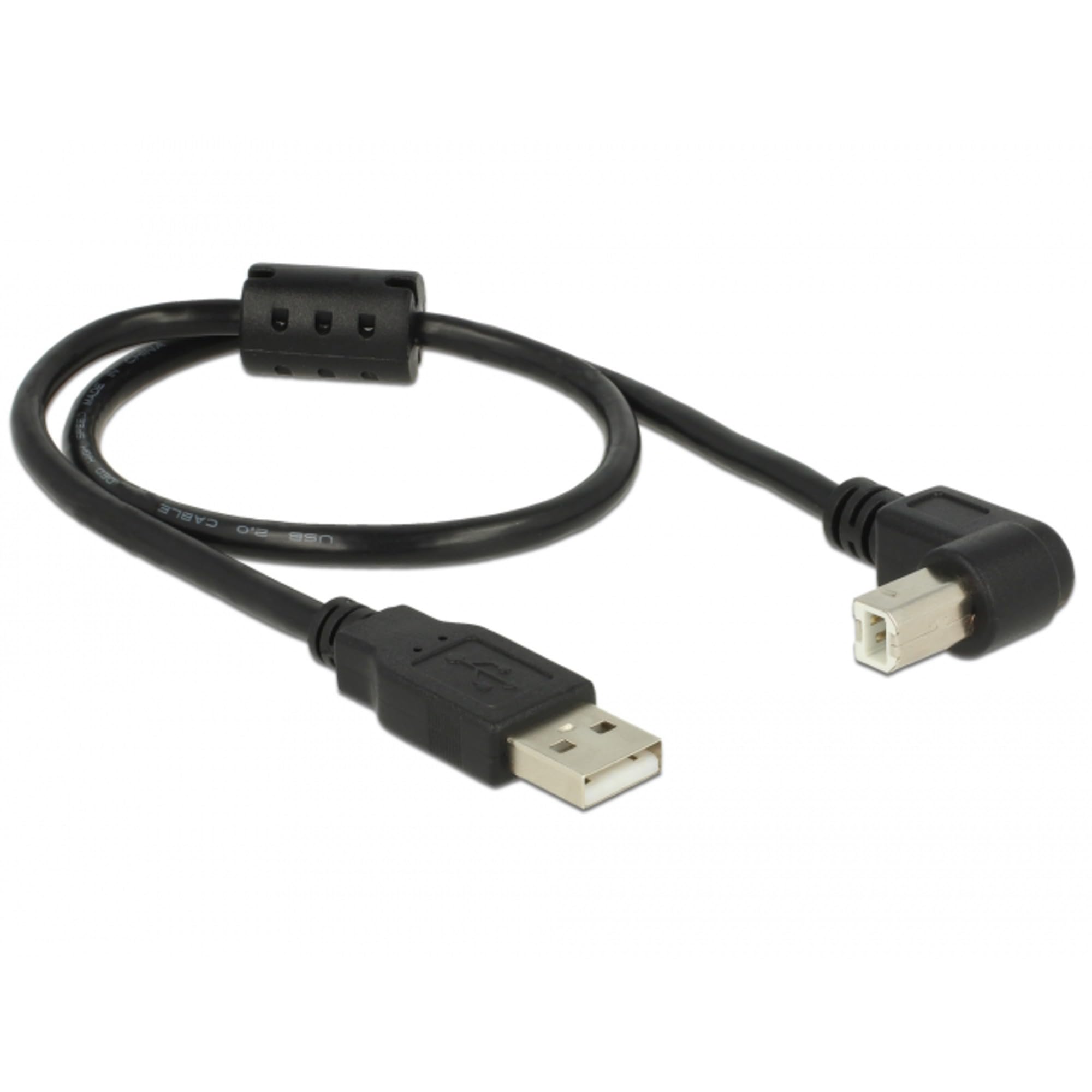 DeLock Cable USB 2.0 A Male to USB 2.0 B Male 90 g Angled Downwards 0.5 m Black