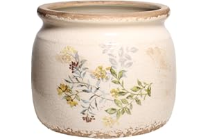 Xiaan Jiaju Pots for Plants, Ceramic Planters for Indoor/Outdoor Plants, 6.29'' Plant Pots Indoor with Drainage, Vase & Planters, Vintage Rustic Pots for Indoor Plant, Home & Fall Decor, Yellow Sage