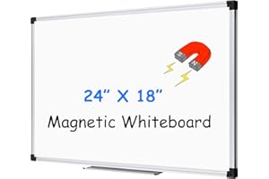 XBoard Magnetic Whiteboard 24 x 18 Inch, Hanging Dry Erase Board with Aluminium Frame & Marker Tray | Wall Mounted Magnetic White Board for Home School Office