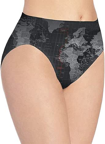 Ropa Interior para Mujer Ropa Interior Negra con Estampado del Mapa