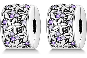 Parmuz Clip Spacer Charm for Bracelet 925 Sterling Silver Pave Cubic Zirconia Clip Lock Spacer Stopper Bead Star Moon Evil Eye charms Jewelry Gift for Woman