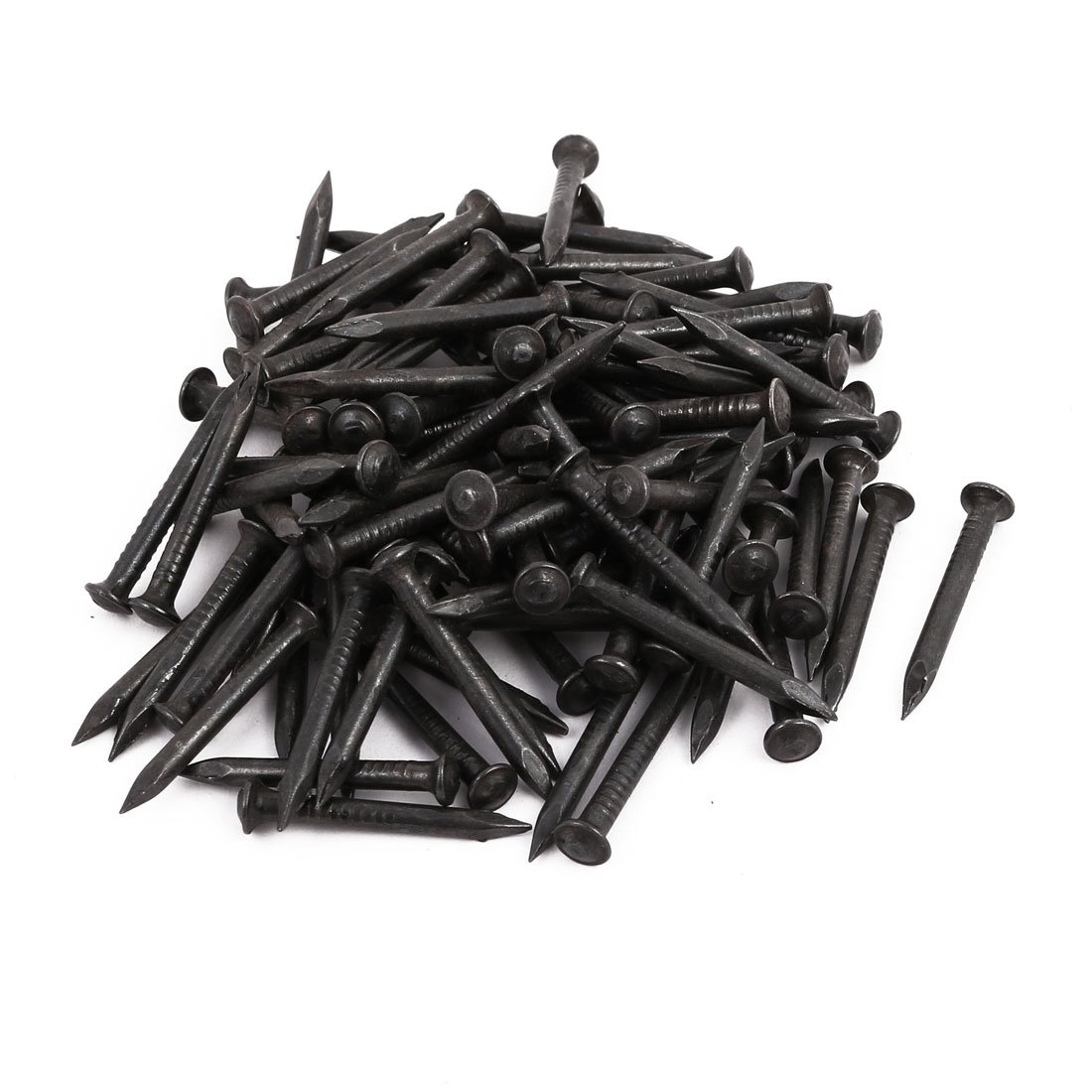 Sourcingmap Hardware Nails 1-inch Length Carbon Steel Point Tip Wall Cement Nail Black 100pcs