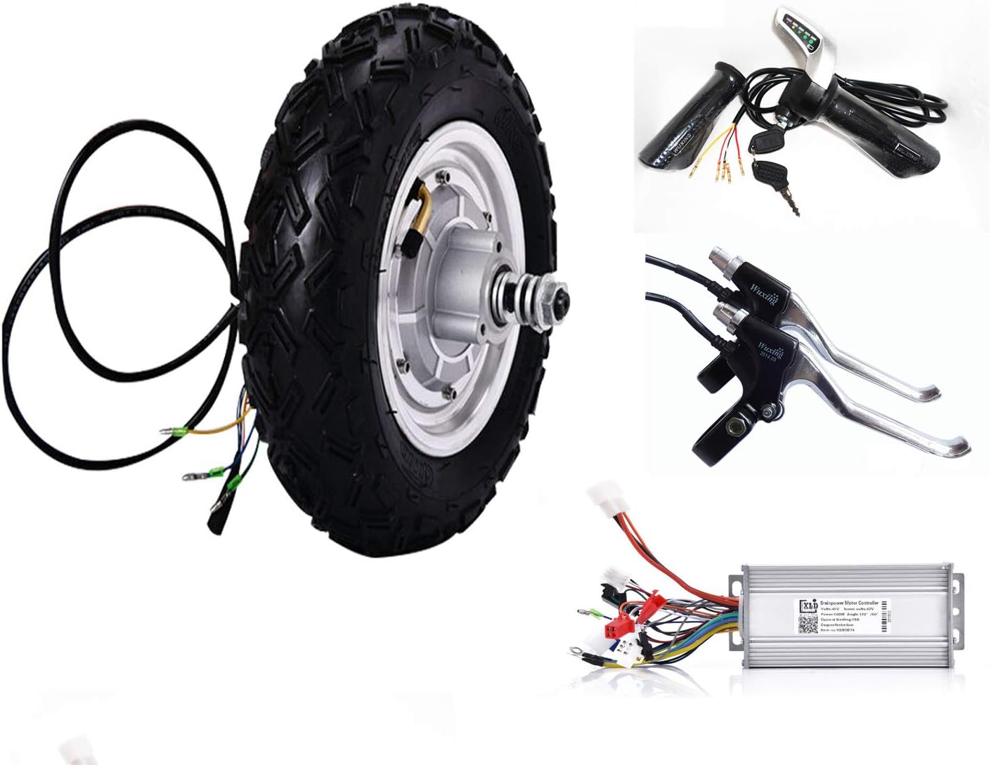 Hub Motor Kit 10 inch 24-48v 350w-450W 12-40km/h Electric Scooter Wheelchair E-Bike Wheel Motor with Reversing Electric Bicycle Motor Wheel Hub Motor Electric Bike Accessory