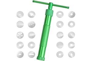 ZEYIYER Clay Extruder Gun, Fondant Extruder with 20 Discs Tips, Aluminum Clay Extruder, Sugar Paste Extruder, Cake Fondant Engraving Decorating Tool Set