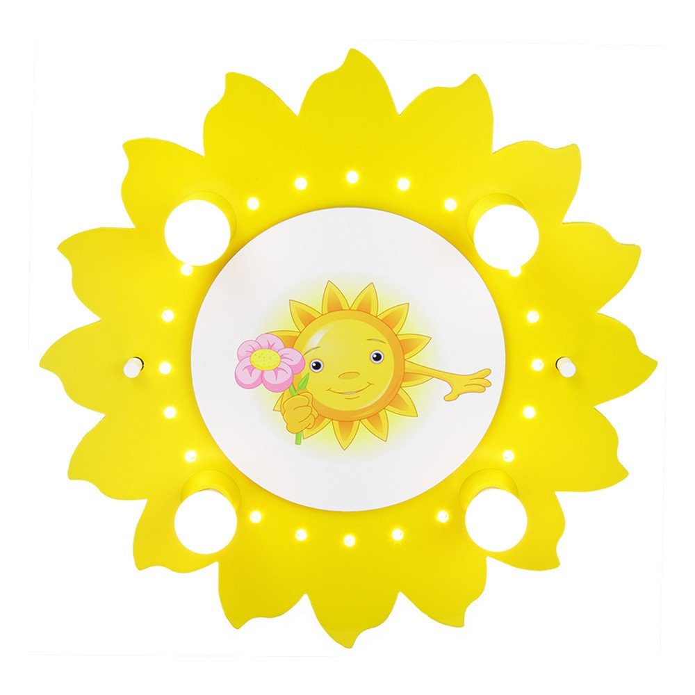 Elobra Children's Sun Flower Ceiling Lamp with LED Night Light Yellow 126721
