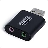 Plugable USB Audio Adapter with 3.5mm Speaker-Headphone and Microphone Jack, Add an External Stereo Sound Card to Any PC, Com