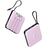 VRURC Portable Charger with Built-in Cable, 10000mAh Power Bank, 22.5W/PD20W Fast Charging USB C Battery Pack for iPhone 16 15 14 Samsung Galaxy S25 S24 S23 S22 Android Airpods, Purple(1 Pack)