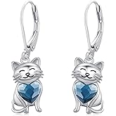 925 Sterling Silver Cat Earrings Cute Animal Kitten Stud Earrings cat Jewelry Gifts for Women Girls Hypoallergenic Earrings for Sensitive Ears