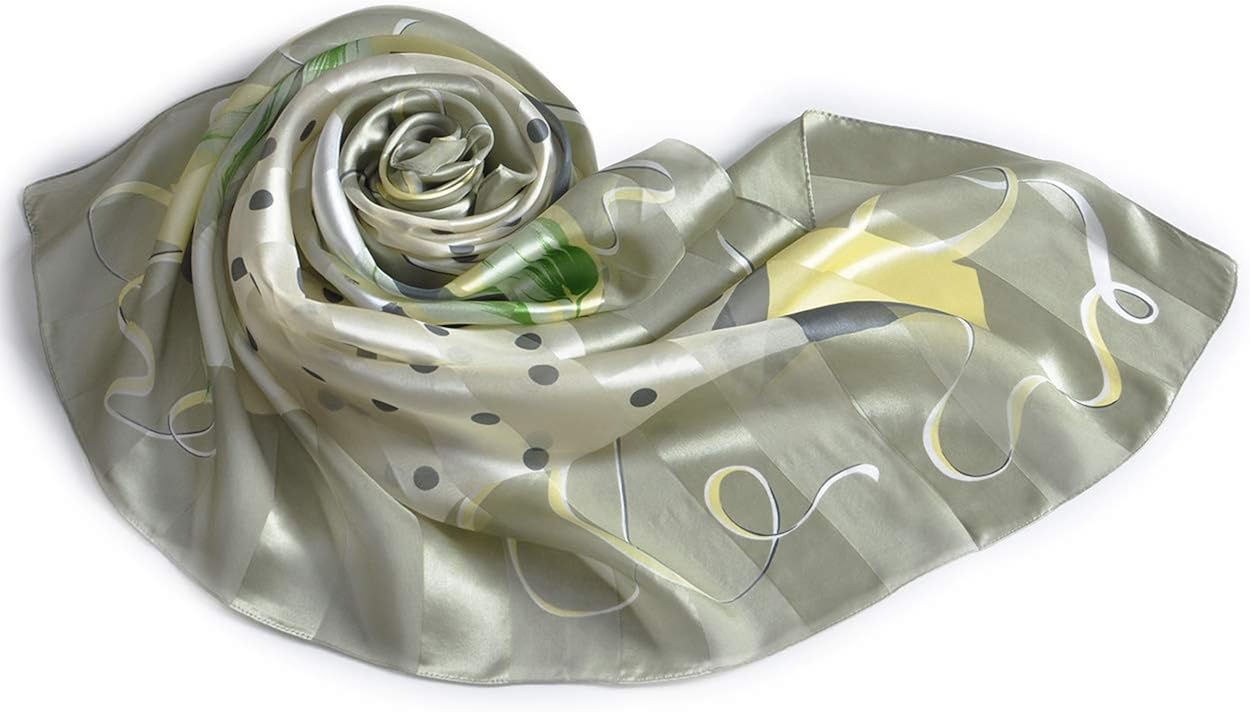 Amazon キヌフローレス 横浜 スカーフ シルク 100 日本製 大判 正方形 花柄 水玉 カラードット ミストカーキ スカーフ 通販