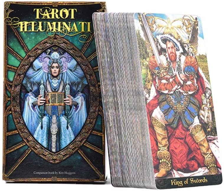 Tarot for Beginners 2 in 1 Set of Black Tarot Cards with Coloured Box, Game Card Set Future Divination Vintage Vintage 78 Tarot Illuminati Cards Kit