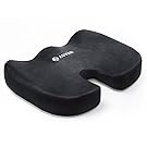 AUVON Extra Thick Coccyx Cushion, Orthopedic Memory Foam Seat Cushion with Washable Cover for Tailbone Pain, Back and Sciatica Pain Relief, Used on Office Chair, Car Seat, Wheelchair, Recliner (Black)