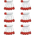 FAZHBARY 60 Count Plastic Safety Pins 1.57 Inch Plastic Head Stainless Steel Diaper Pins for Handcrafts DIY (Red)