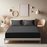 Aspire Homeware Single Fitted Sheet 25 cm Deep Black Hotel Quality view 2