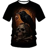 LAOLIUSN Funny Skull Graphic T-Shirt Novelty Short Sleeve Crewneck Shirt