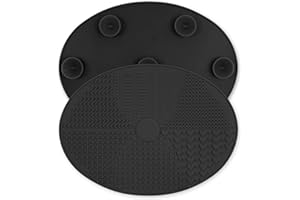 RANPHYKX Makeup Brush Cleaner Mat Silicone Brush Cleaning Mat Big Size Make Up Brush Clean Pad with Suction Cup for Makeup Brush Cleaning (Black)