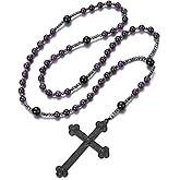 Rosary Beads, Black Rosary for Men, Rosarios Catolicos Para Mujer,Long Cross Necklaces, Prayer Beads Christian Necklace