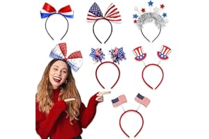 250th Patriotic Bow Headbands, Independence Day Hair Accessories, USA Party Decor for Kids Adults Patriotic Parades (Flag Bow