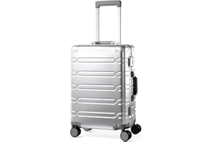 VentureVault All Aluminum Carry On Luggage 22x14x9 Airline Approved，Zipperless Luggage Premium Aluminum Suitcase Luggage, Hard Shell Carry On Luggage with Spinner Wheels (silver, 20inch)