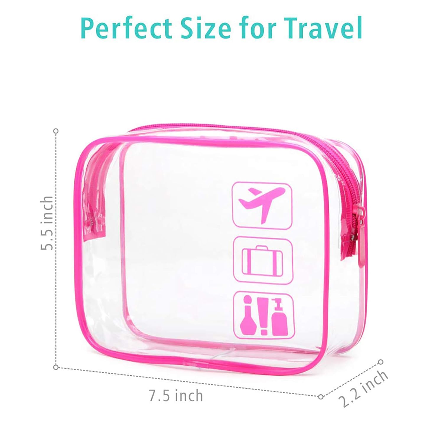 Clear Toiletry Bag, F-color 5 Pack TSA Approved Toiletry Bag Quart Size Bag, Travel Makeup Cosmetic Bag for Women Men, Carry on Airport Airline Compliant Bag, Black, White, Blue, Orange, Rose Red : Beauty