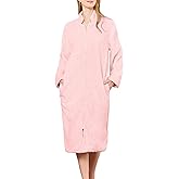 HEARTNICE Womens Flannel Zipper Robe, Soft Warm Robes for Women Cozy Long Sleeve Loungewear Luxurious Nightgown with Pockets