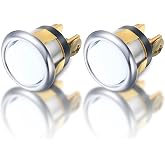 Dreyoo 2 Pack Lighted Doorbell Button Replacement, Silver, White Light | Easy to Install Wired Doorbell Button Push Door Bell Ringer Kit Round Rim with Lighted Center