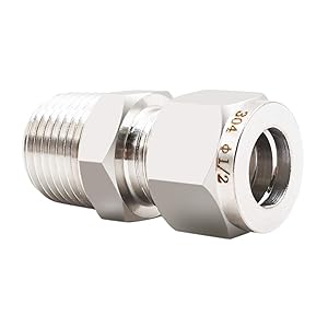 Horiznext Stainless Steel npt Compression Fitting, 1/2" Tube OD x 1/2 NPT Male Coupler in ss tubing