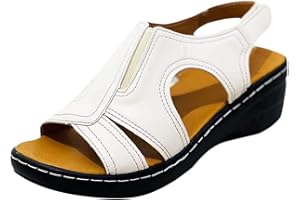 EFTCAL Women's Sadanar Orthopedic Arch Sandals Wedge Roman Sandals,Adjustable Ankle Strap Chunky Low Heel Casual Diabetic Walking Beach Sandals