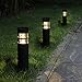 Solar Garden Lights Outdoor 6-Pack Voona LED Solar Powered Landscape Bollard Path Lighting for Patio Pathway Backyard Lawn Driveway(Black)