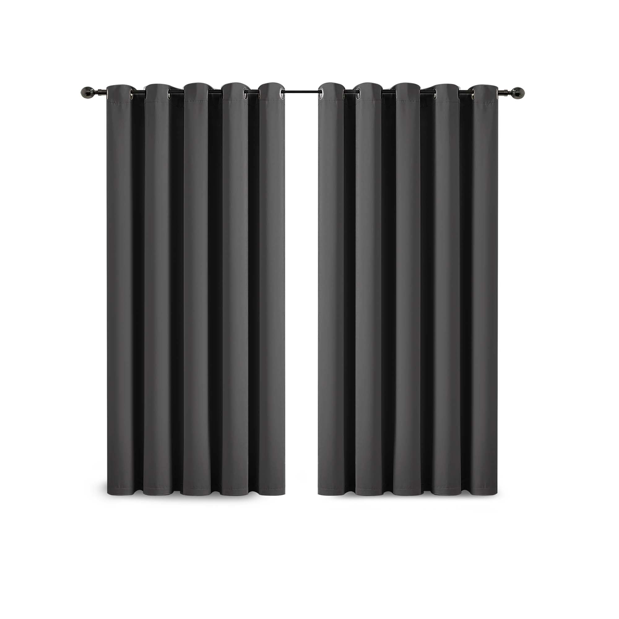 Yorkshire Bedding Eyelet Blackout Curtains for Bedroom 46x54 Inch Thermal Insulated Window Treatment Grey Curtain Darkening Panels + 2 Tie Backs — image 1