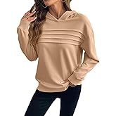 SHEWIN 2025 Womens Hoodies Pleated Sweatshirt Fall Lightweight Pullover Tops