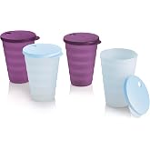 Tupperware Impressions Tumbler Set in Blue &amp; Purple, 4 Count, Dishwasher Safe and BPA Free (4 Tumblers, 4 Lids, 17 fl oz each)