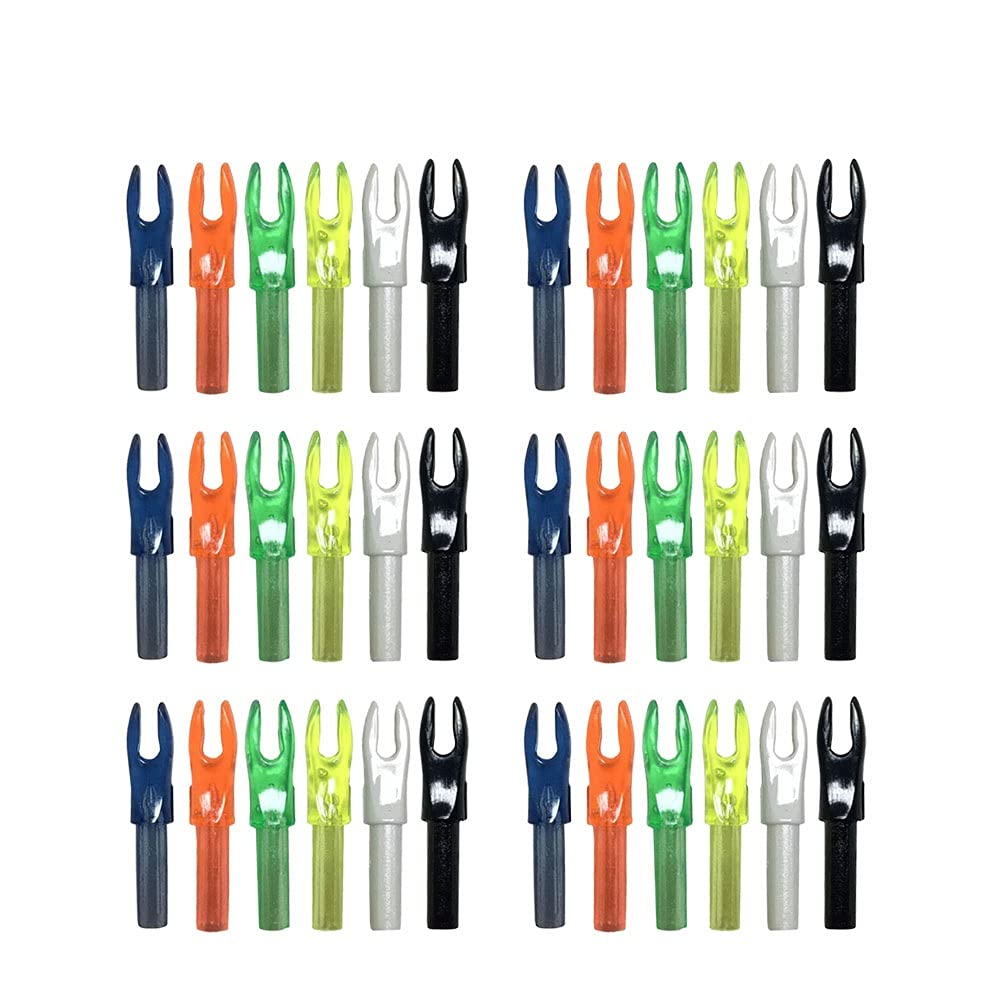 NA 50 Pcs Random Color Archery Arrow Nocks Plastic Insert Tail Archery Arrow Shaft End Accessories for Hunting Target Shooting