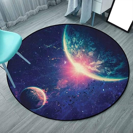 Galaxy - Alfombra redonda de microfibra suave para dormitorio de 5 pies