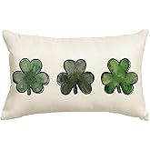 AVOIN colorlife St Patricks Day Clover Throw Pillow Cover, 12 x 20 Inch Shamrock Cushion Case Decoration for Sofa Couch
