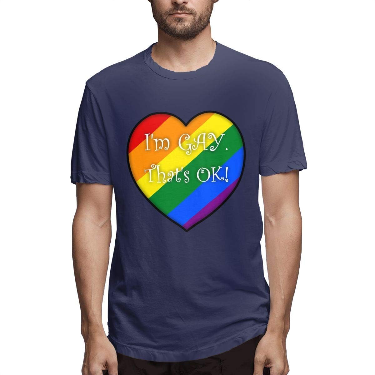 Diseño para Hombre Sudoroso I Am Gay, está Bien, Manga Corta Camisetas clásicas Negro: Amazon.es: Ropa y accesorios