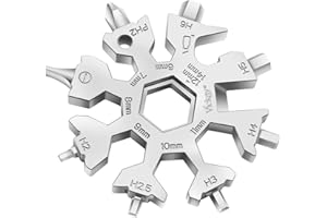 VICKAY 18 in 1 Snowflake Multi Tool, Phillips Flat Screwdriver Kit/Wrench/Bottle Opener, EDC Camping Gear, Gifts for Men (Silver)